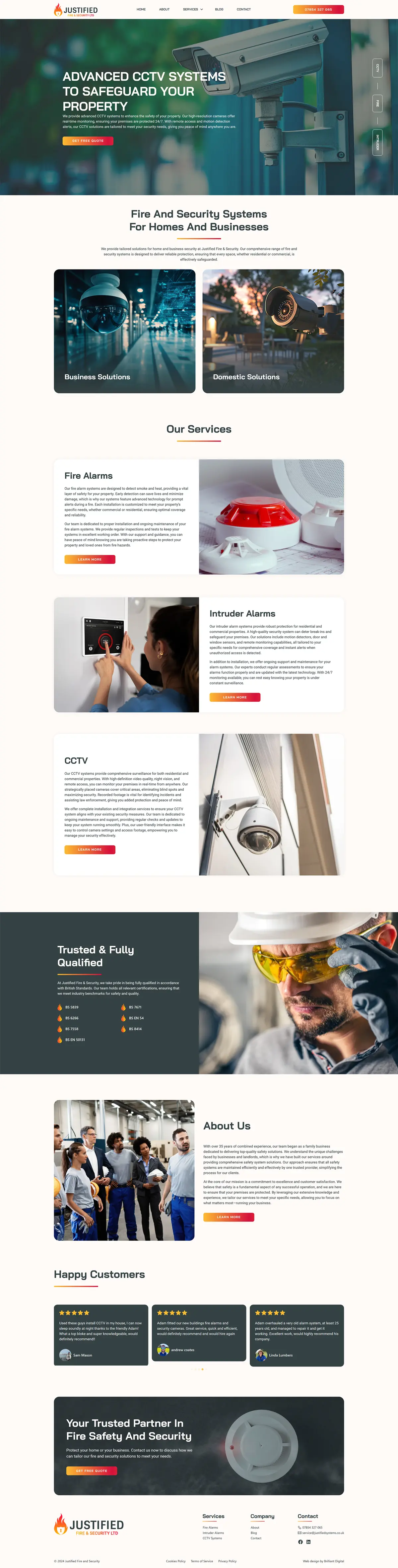 Justified Fire and Security — after redesign