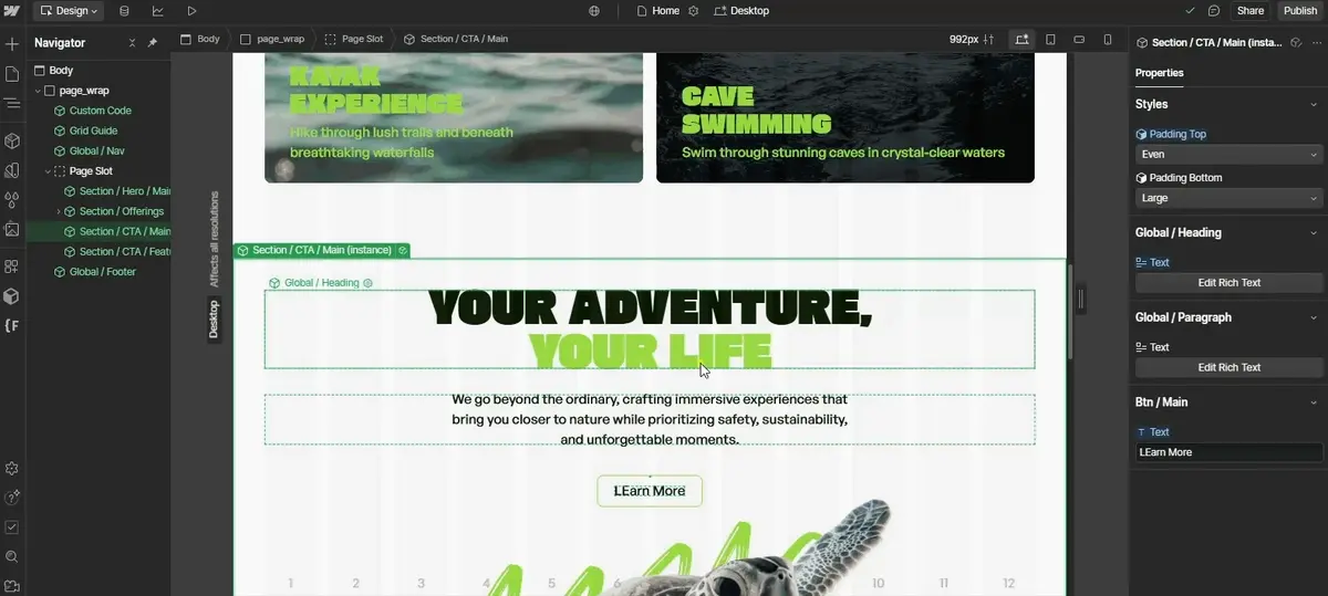 Client-Friendly Interface with webflow editor
