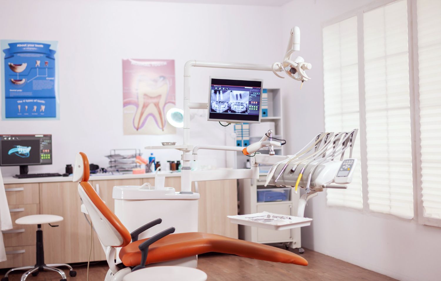 Dentist welcoming a patient in a modern dental practice