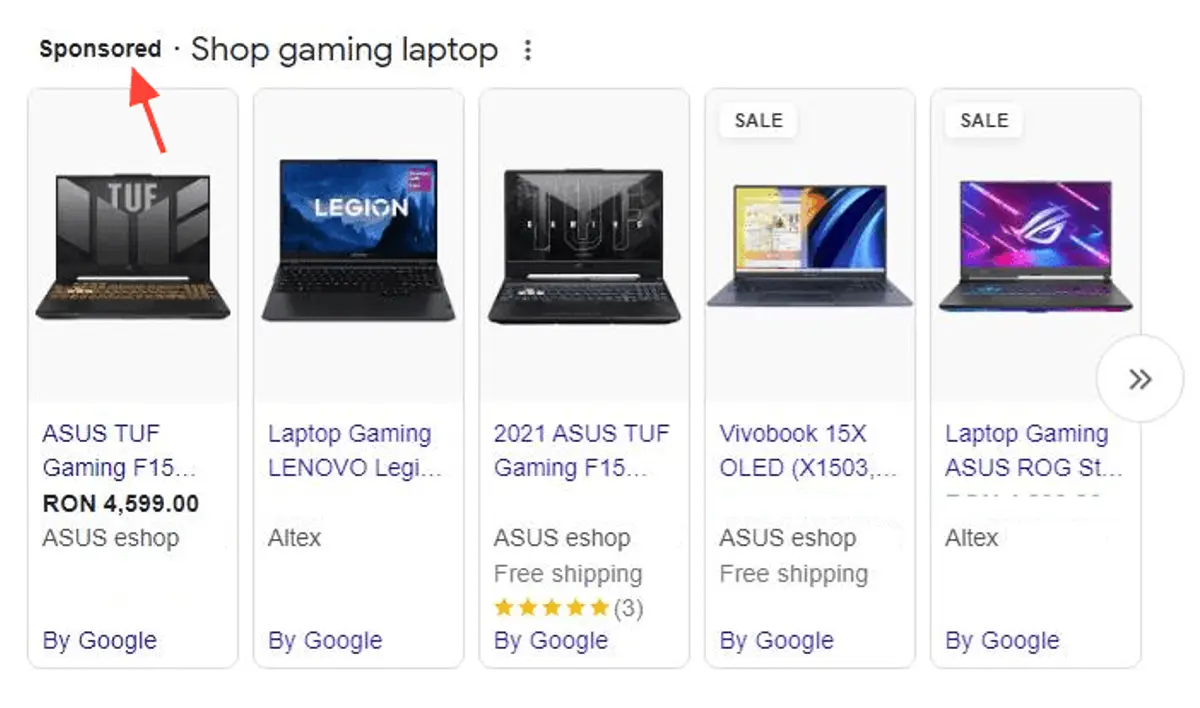 google shopping ads example
