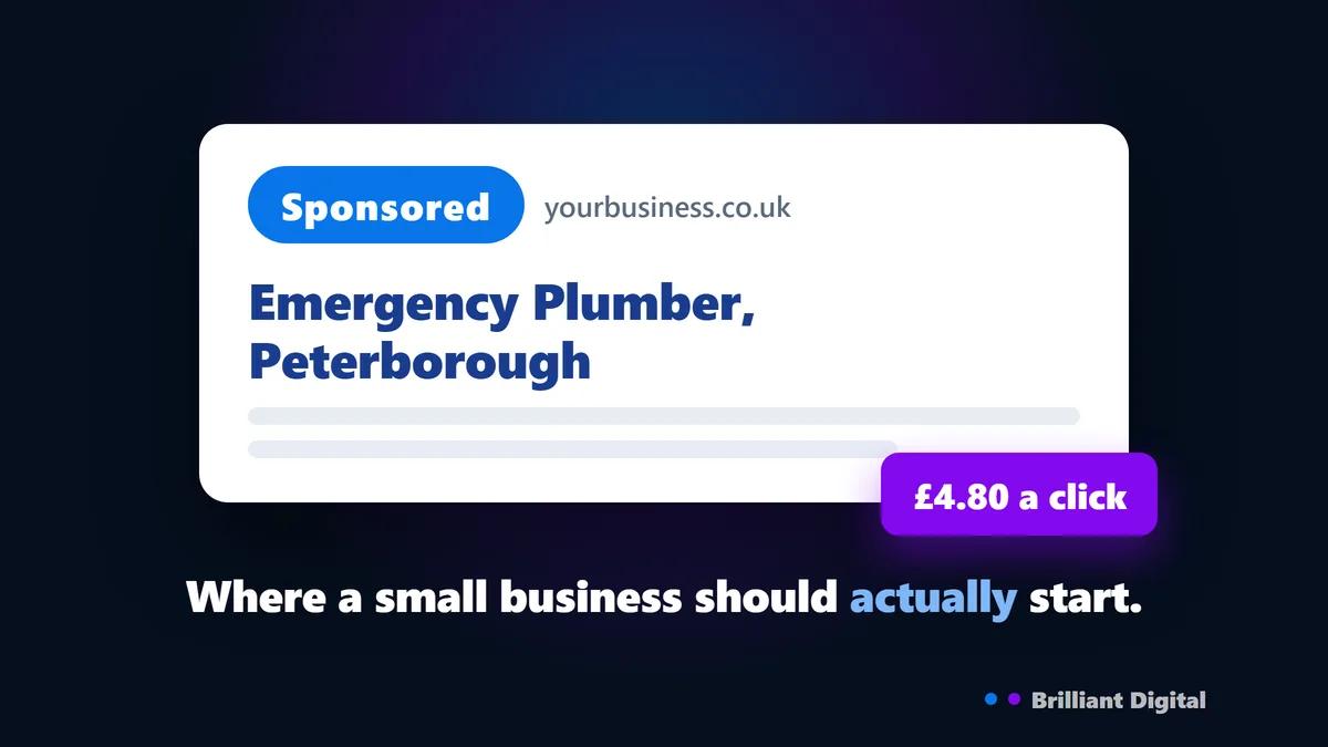 A Google search result labelled Sponsored, with the cost of a single click attached