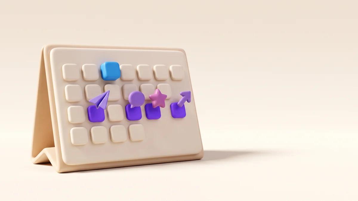 A desk calendar marking the first 30 days of marketing a new website