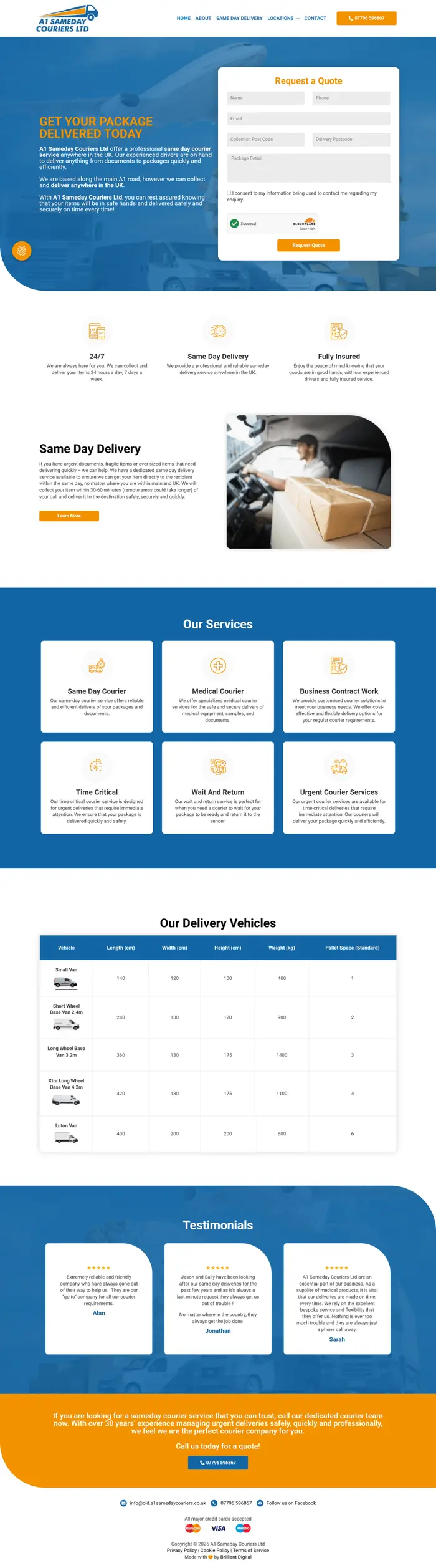 A1 Sameday Couriers Ltd — before redesign