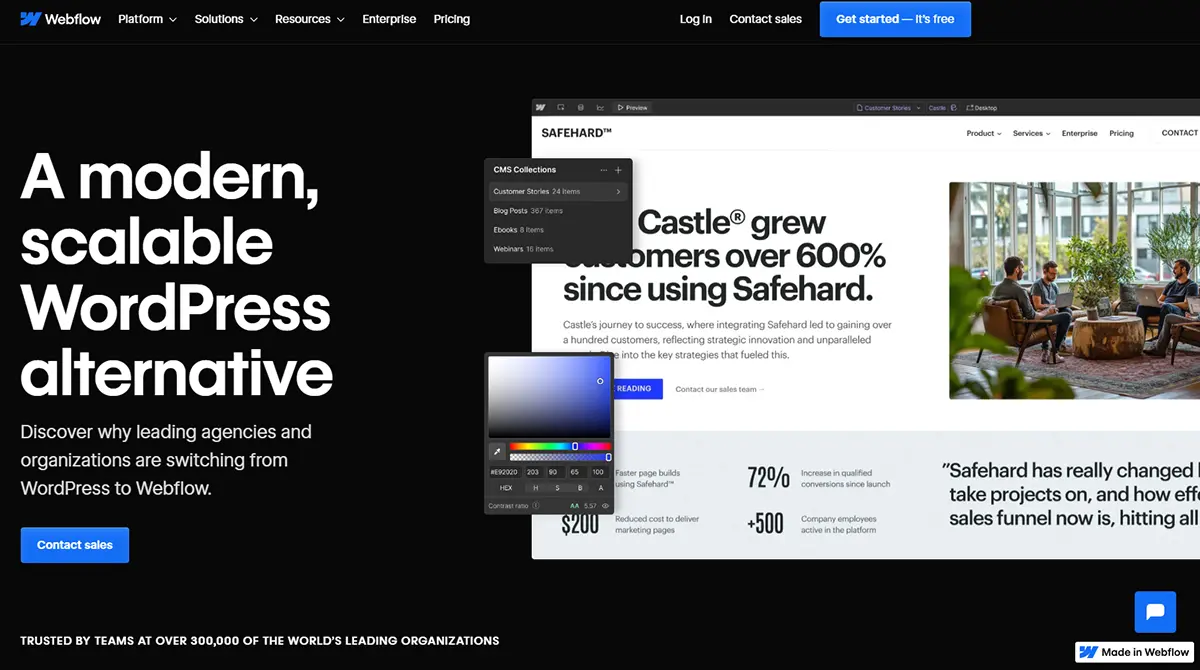 web development platform webflow vs wordpress