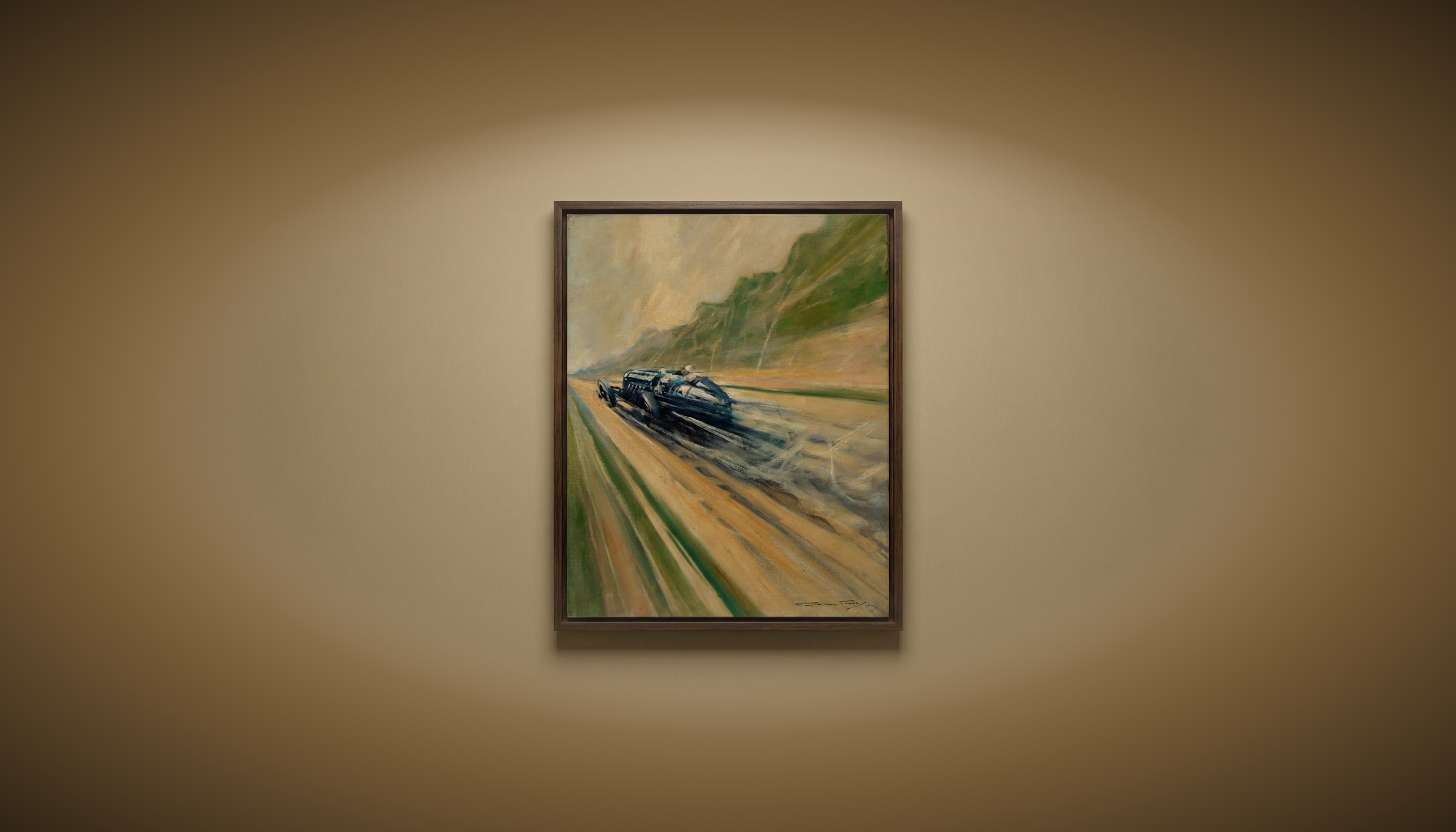 Ein schneller blauer Rennwagen