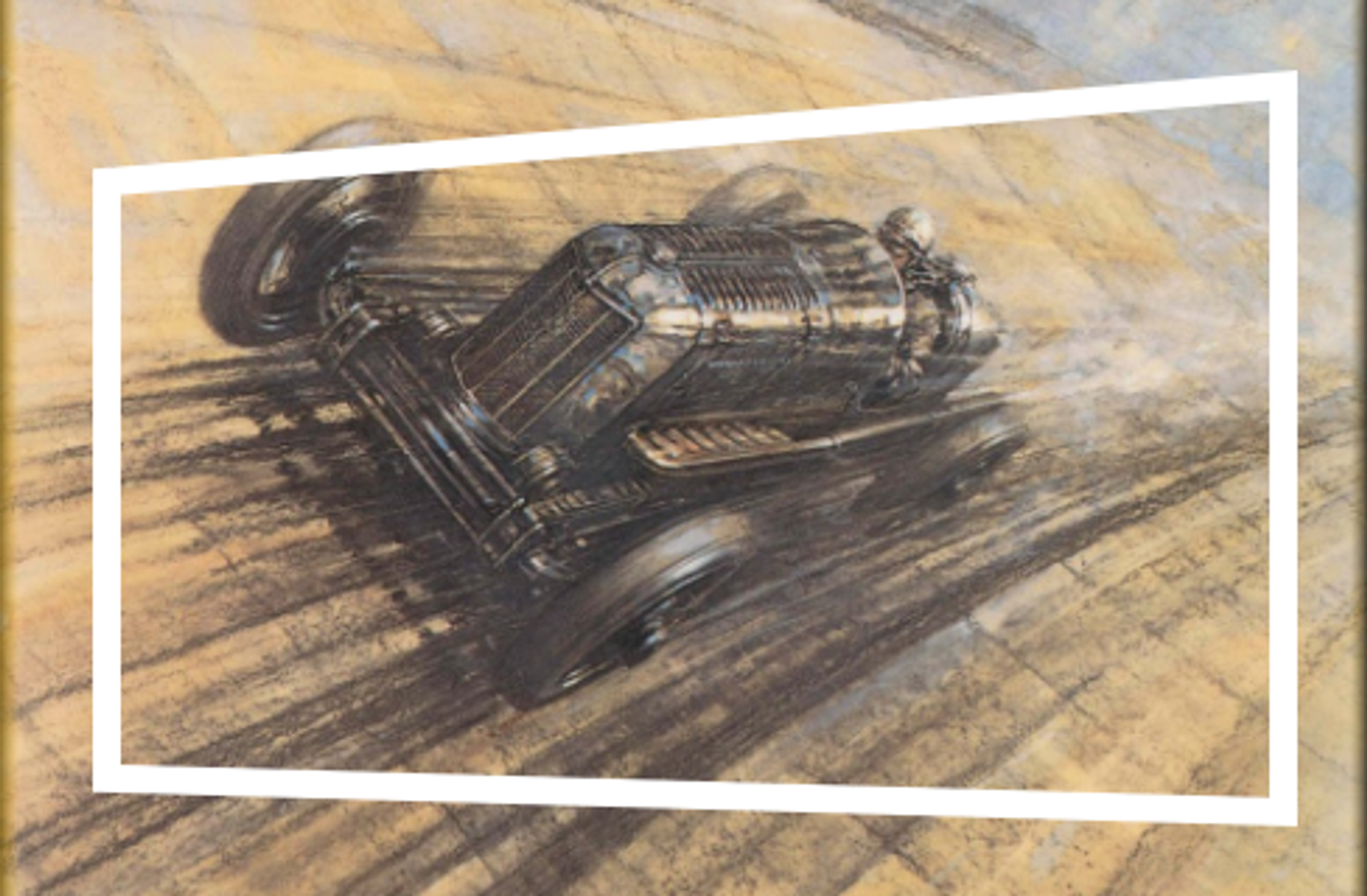 Schuin circuit met donkere raceauto met hoge snelheid