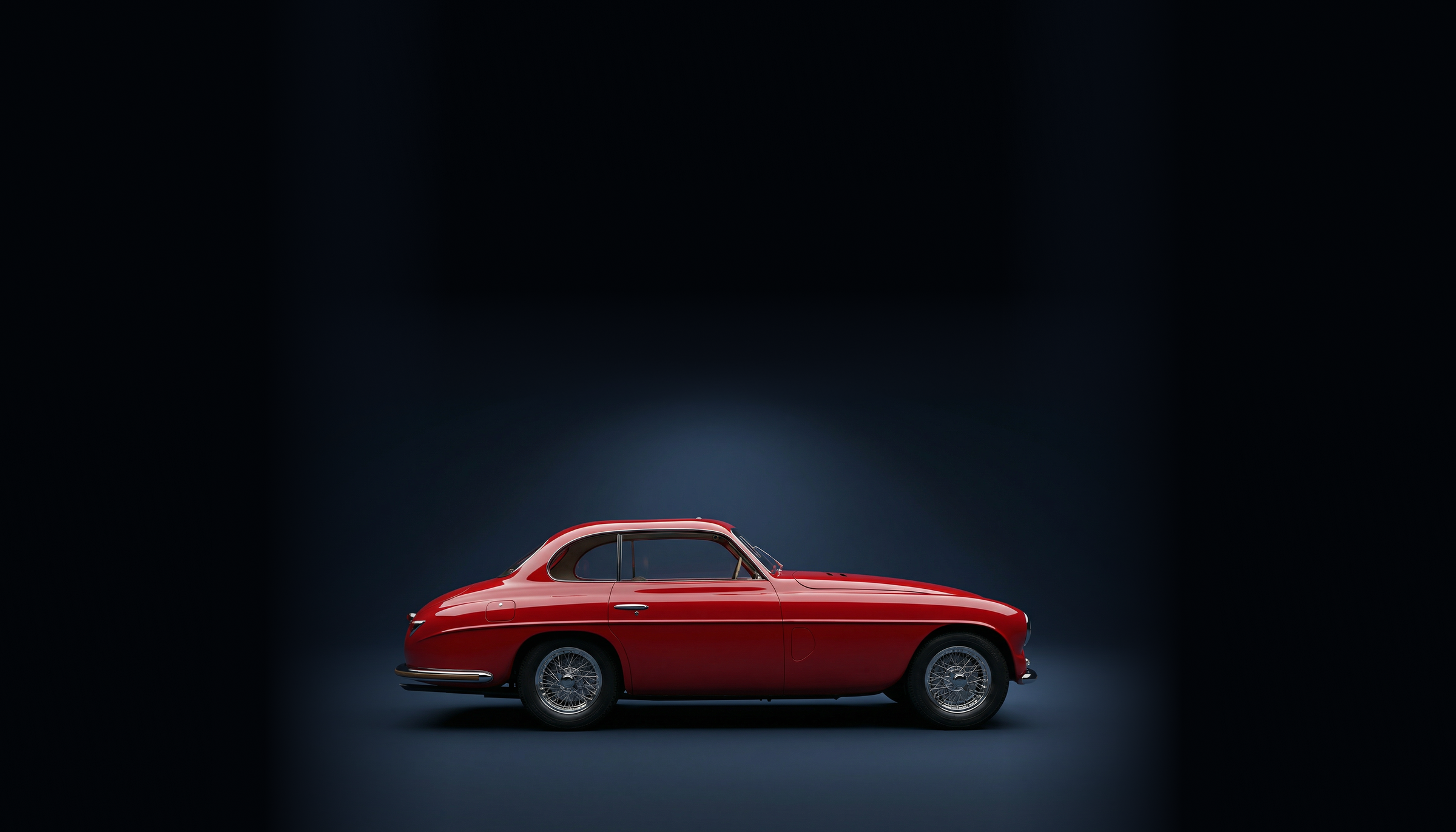 Ferrari 166 Inter Coupé Touring in donkerblauwe studio