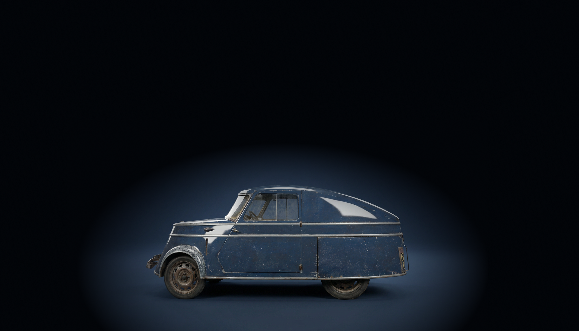 Zijaanzicht Breguet A2 in donkerblauwe studio