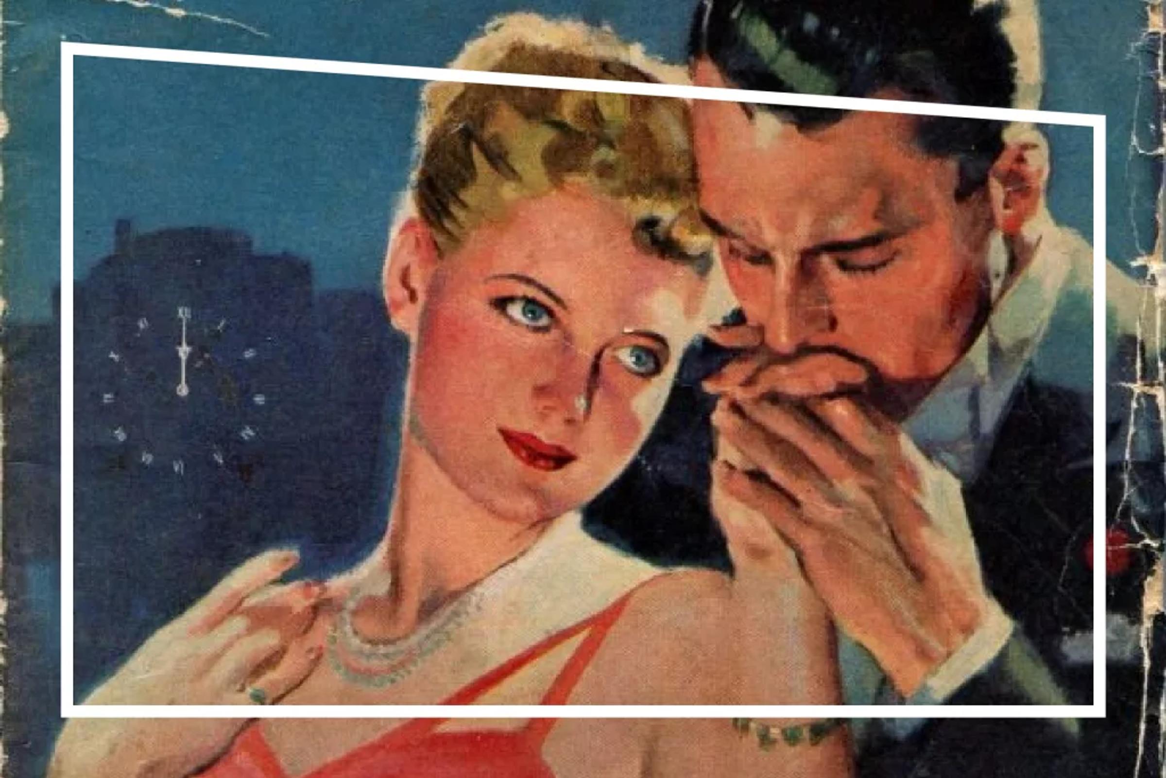 Close up van een vrouw waarvan de hand gekust wordt door een man