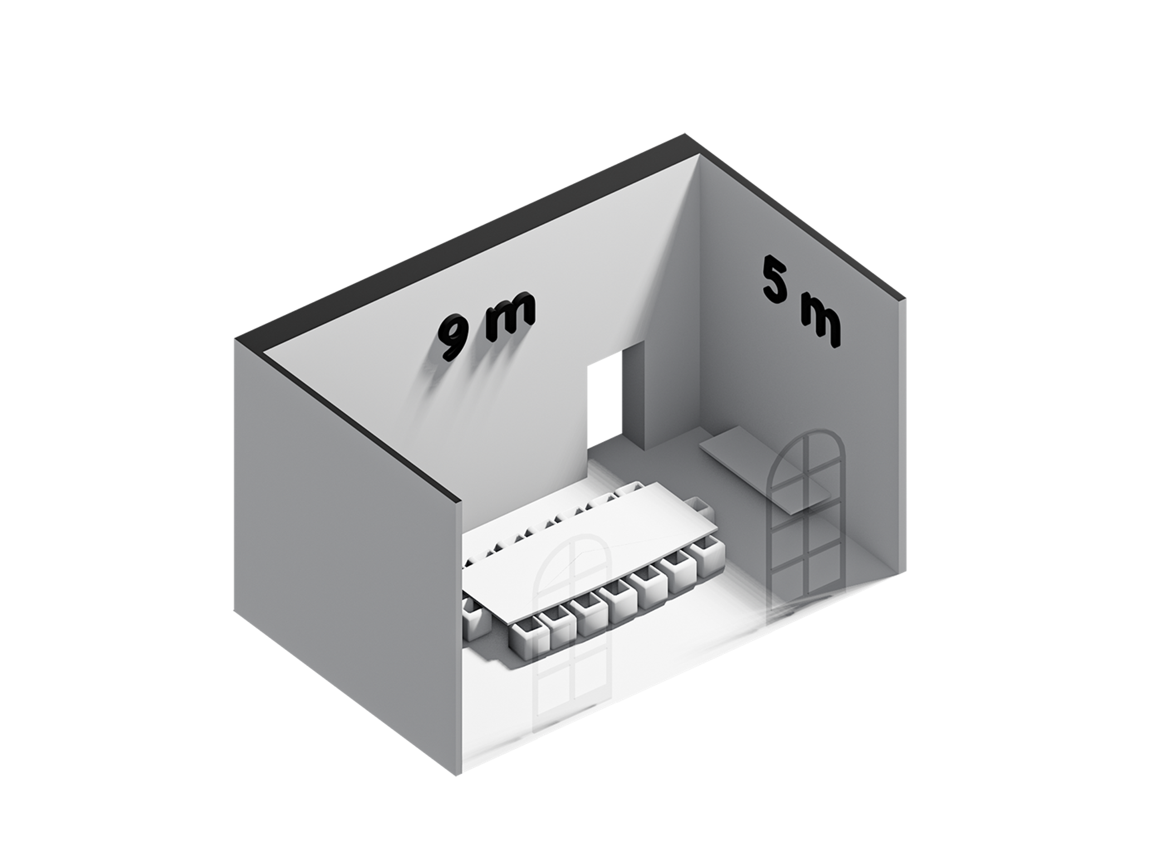 Vaste opstelling met centrale tafel voor direct overleg.