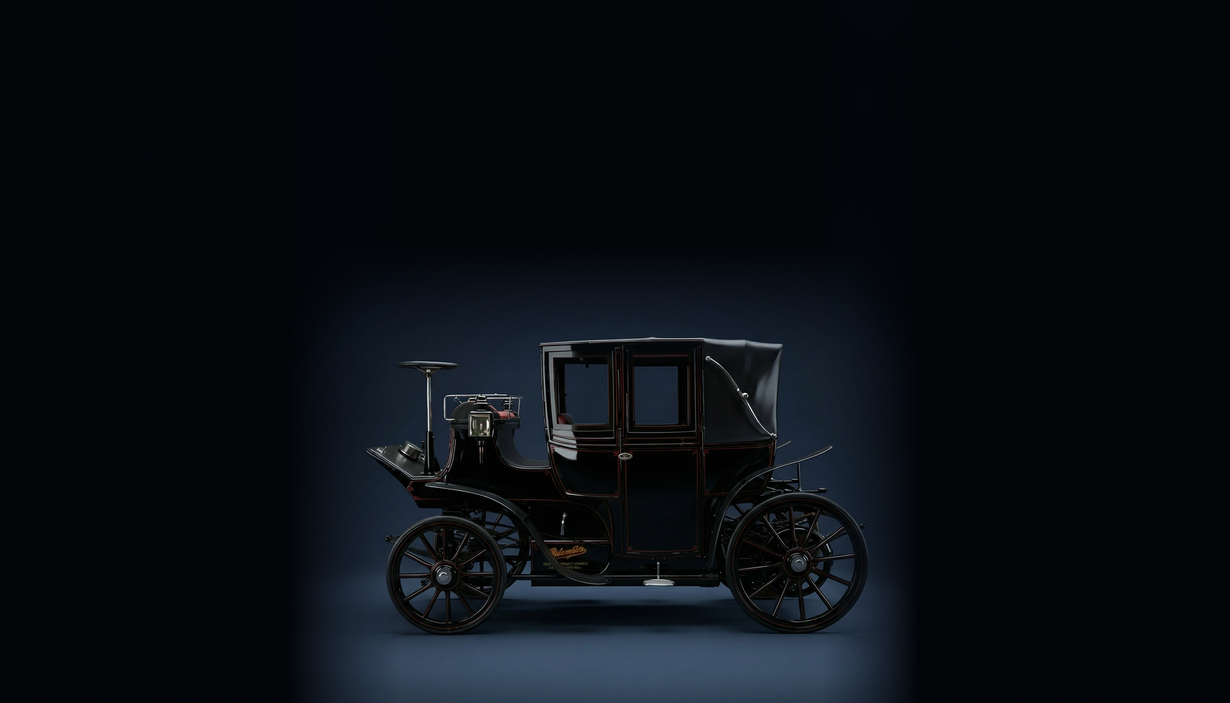 Zijaanzicht Columbia Electric Landaulet in donkerblauwe studio