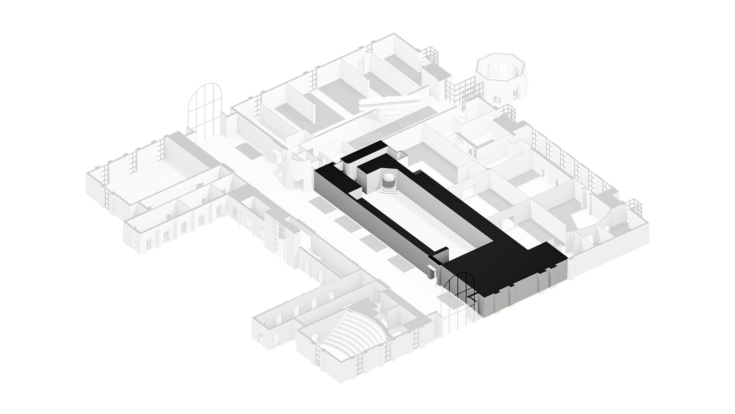 Centraal gelegen in het museum, met directe verbinding naar omliggende zalen en de Great Hall.