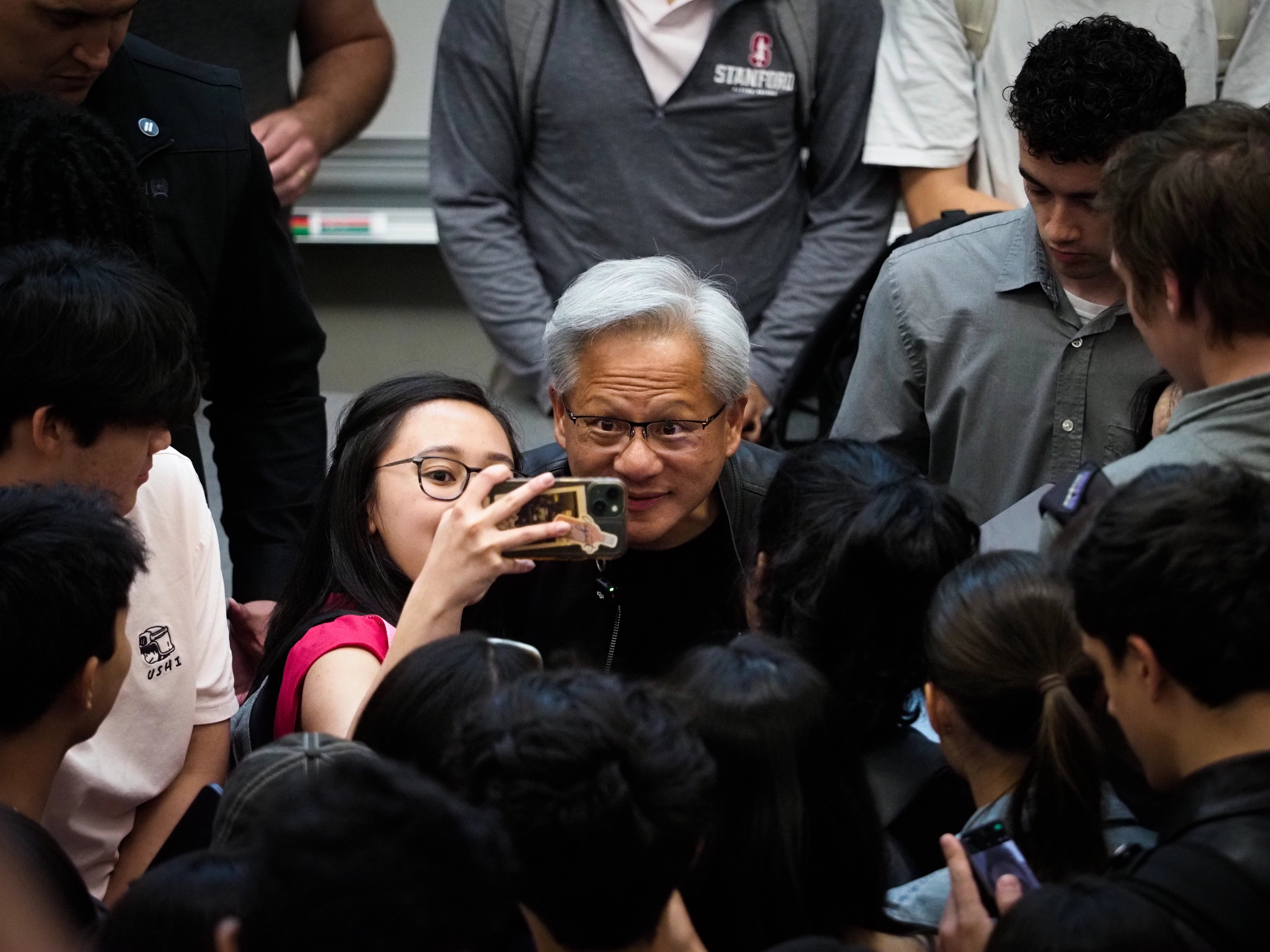NVIDIA CEO Jensen Huang takes a selfie
