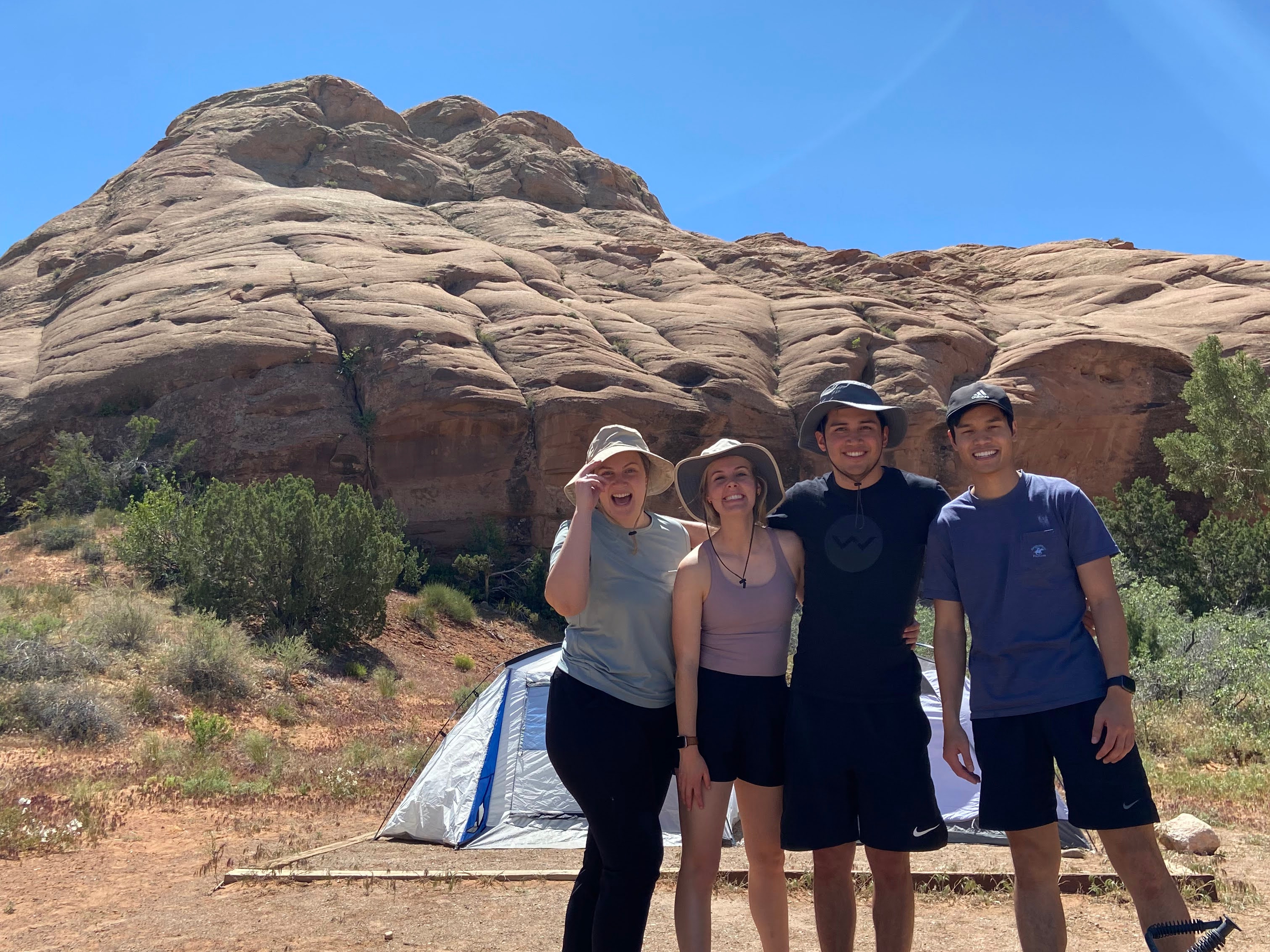 Friends camping in the desert