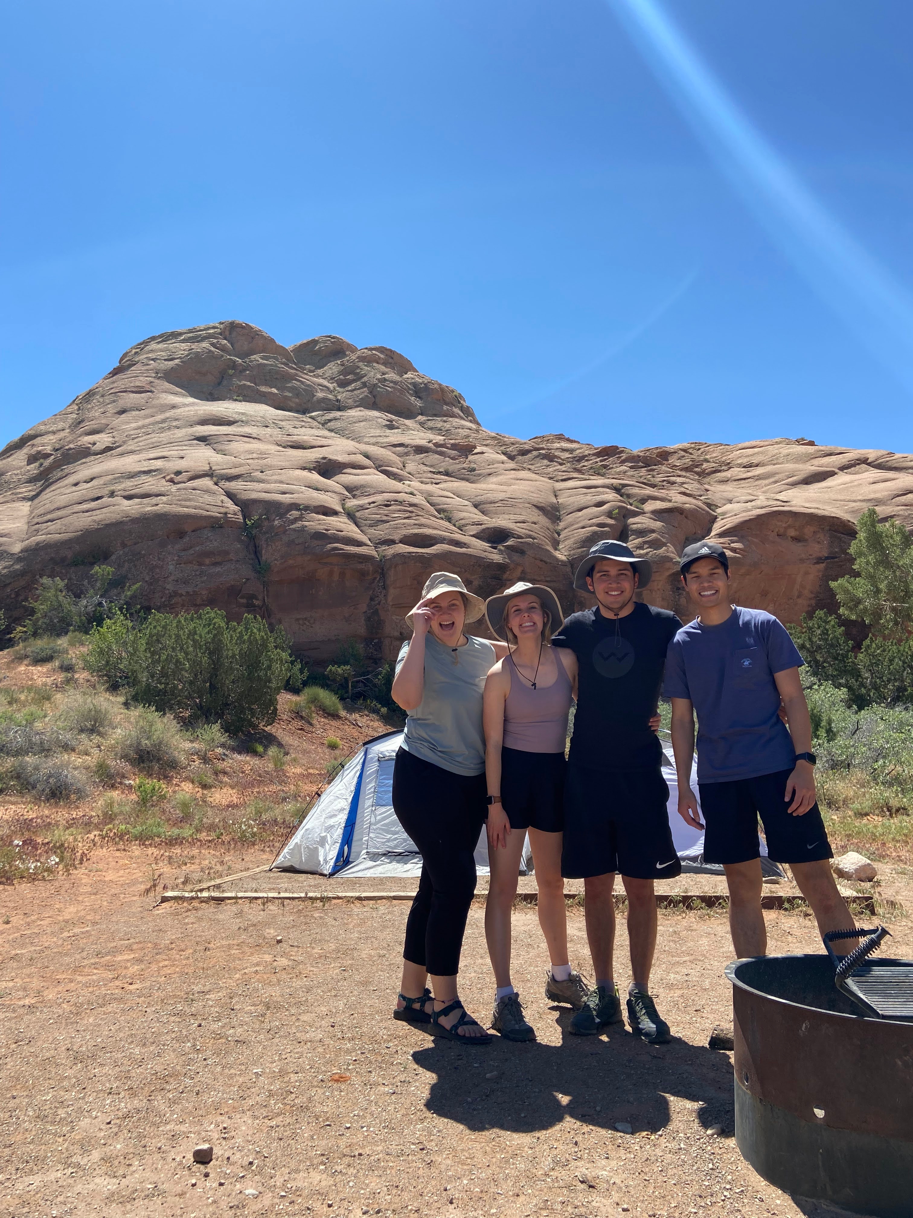 Friends camping in the desert