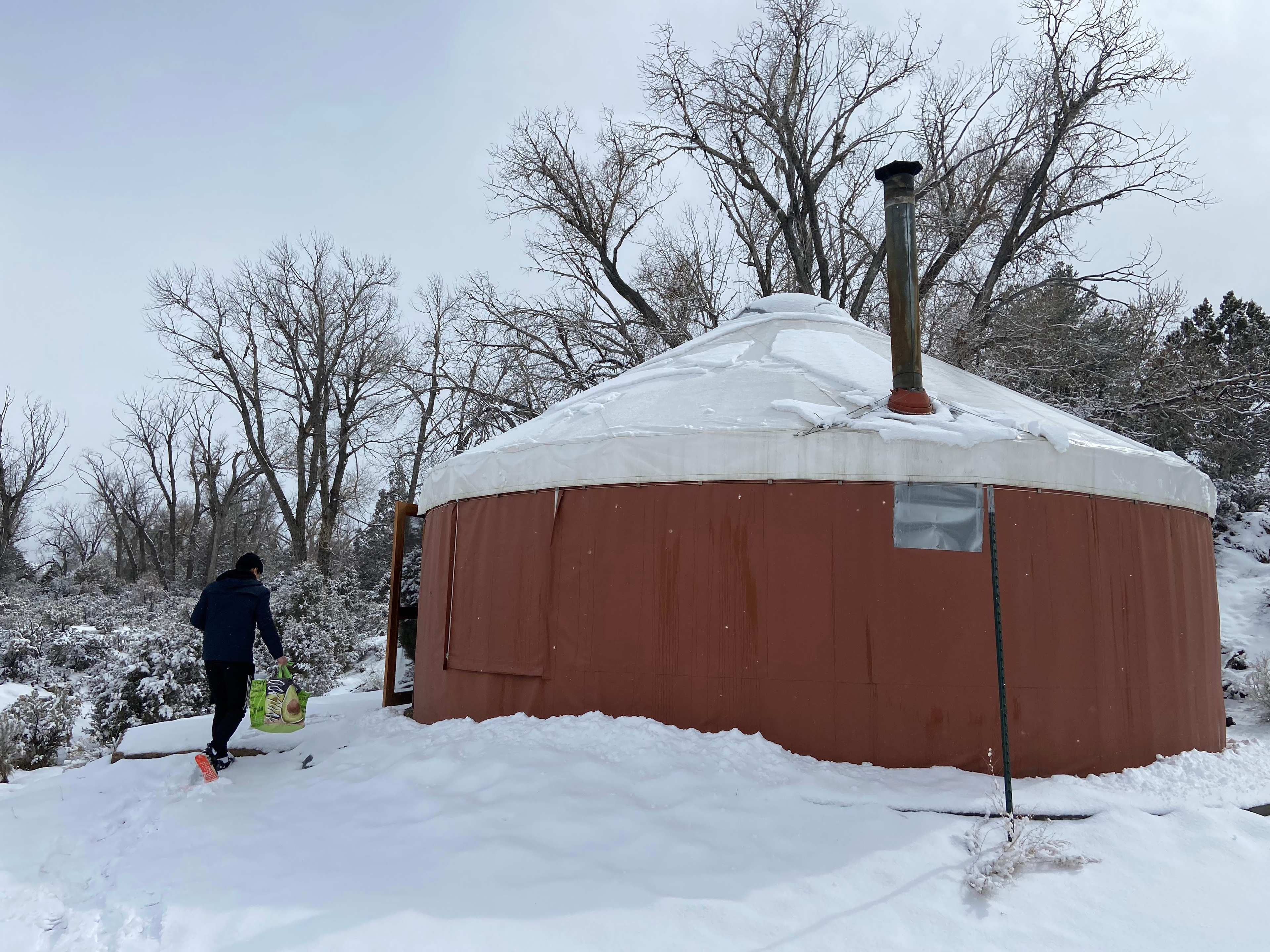 Yurt covered in snow