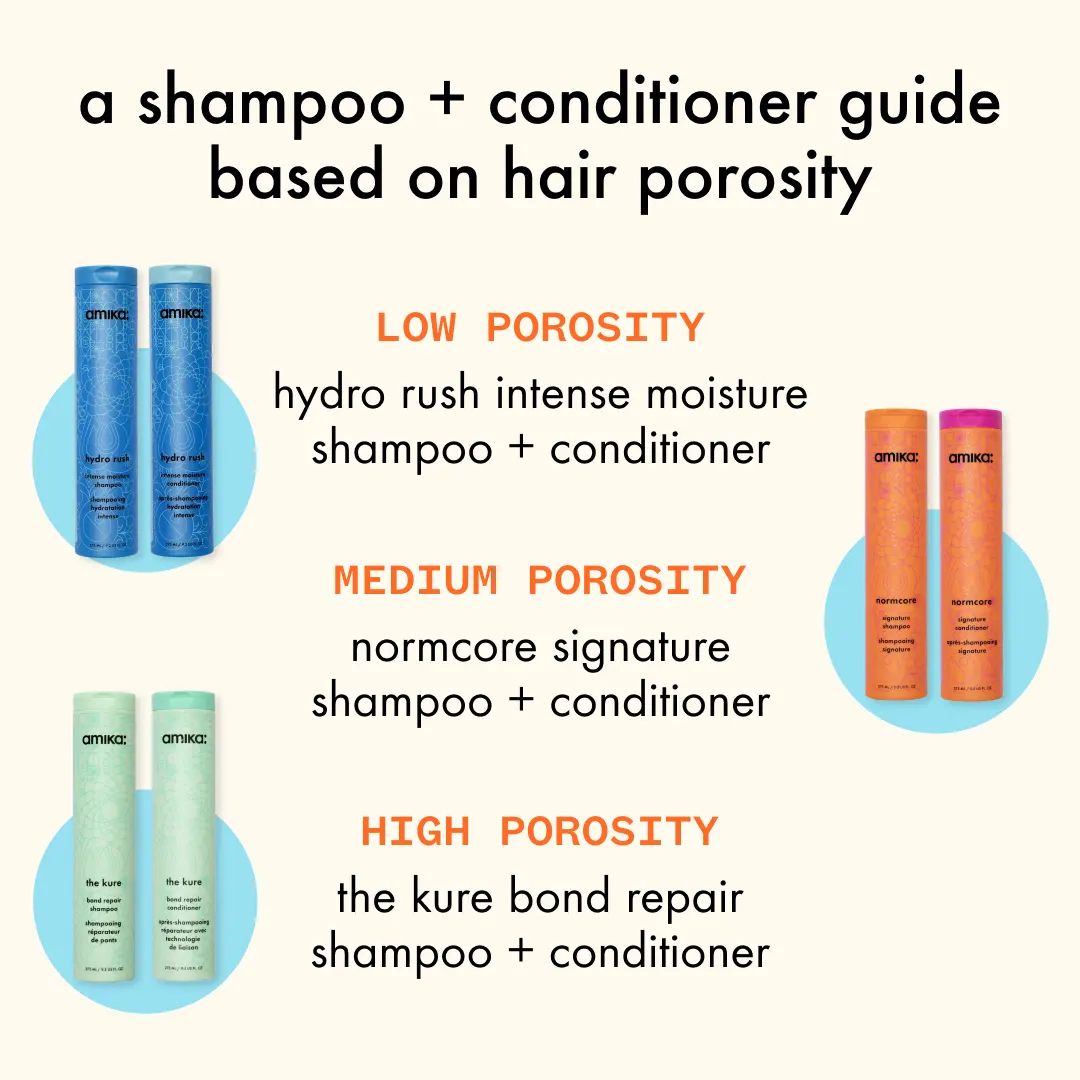 shampoo + conditioner guide based on hair porosity infographic