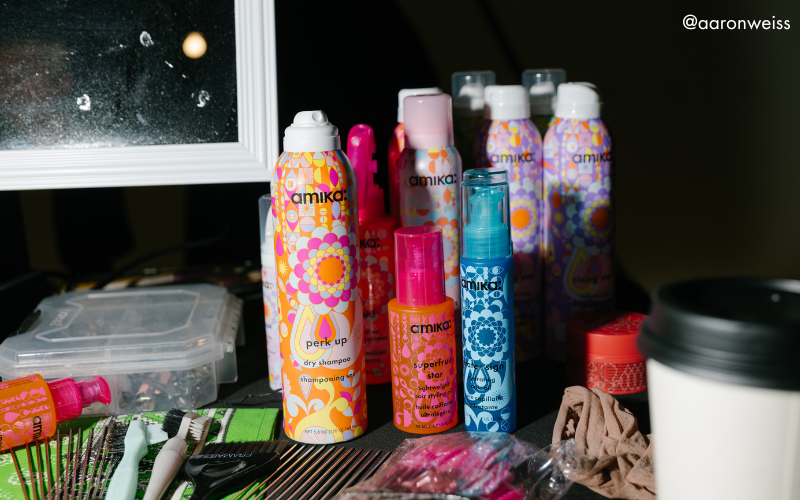 image of amika products being used at New York Fashion Week 2025
