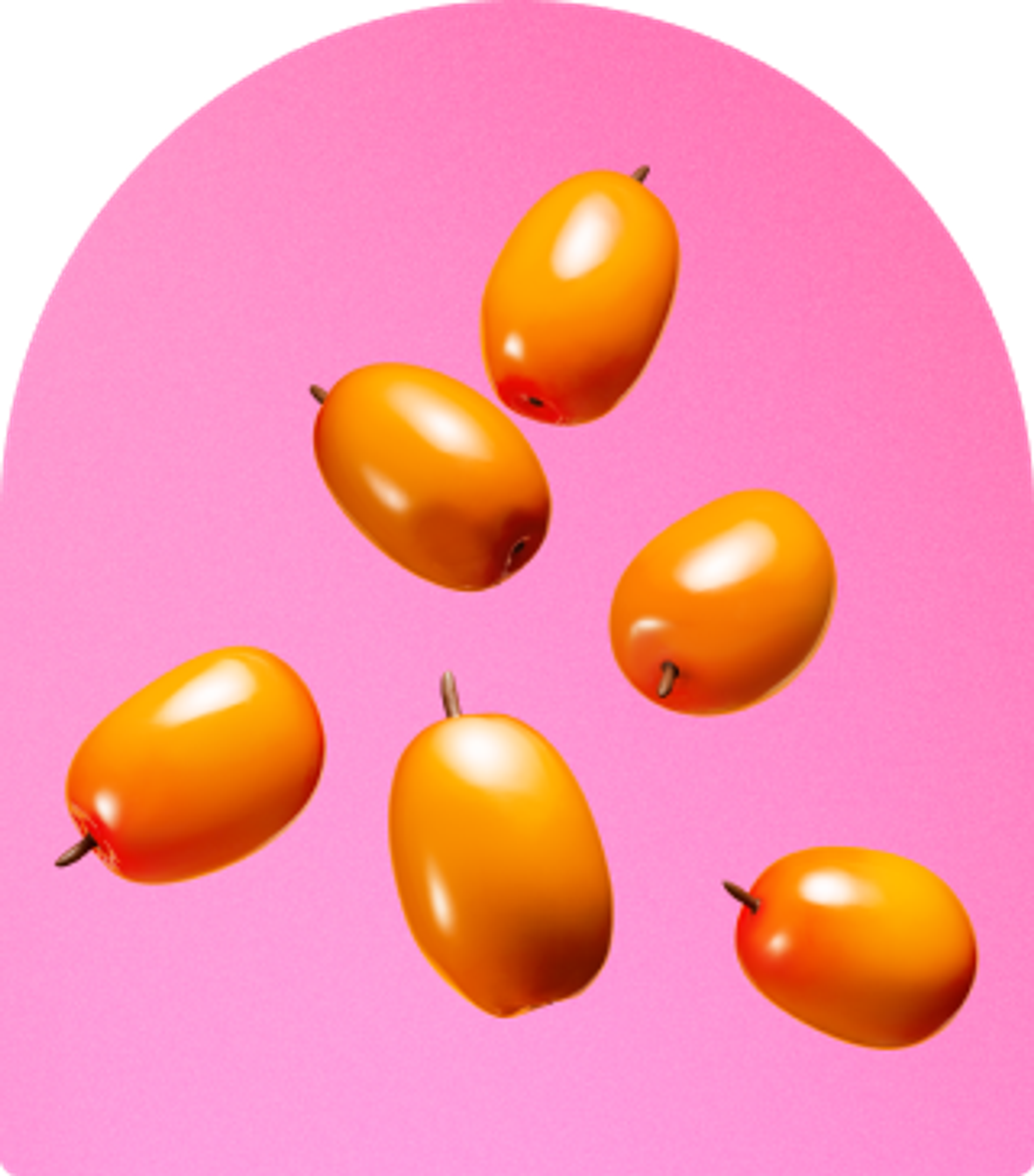 image of superfruit sea buckthorn​ against a soft pink background.