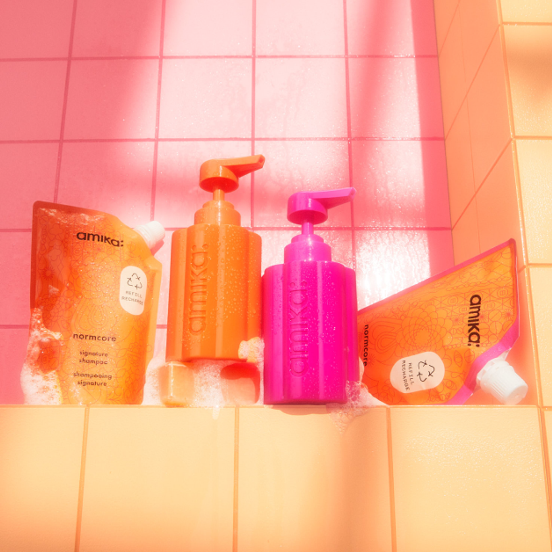 normcore signature shampoo refill pouches and forever friend bottles
