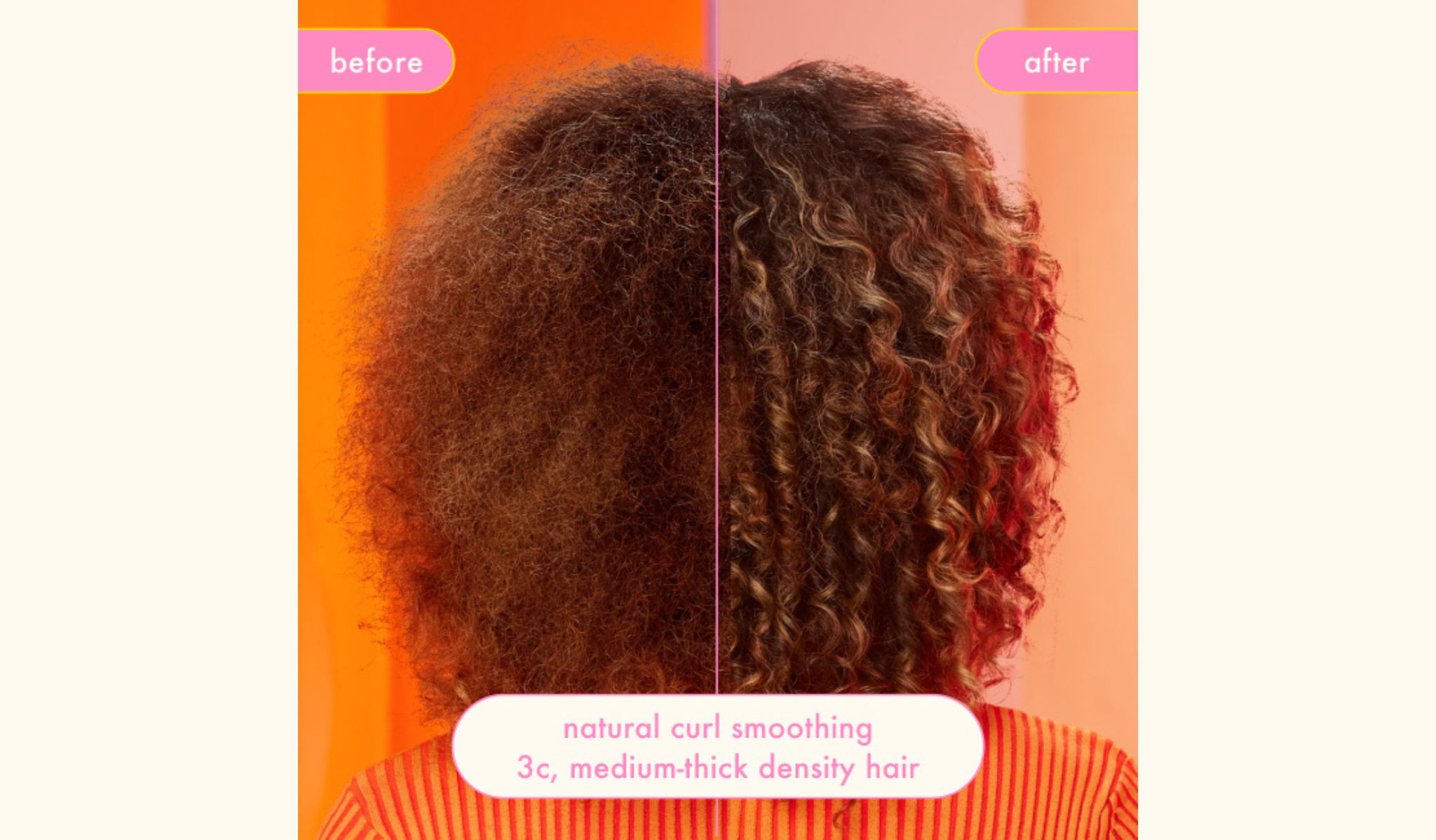 hair before and after using smooth over frizz-fighting treatment