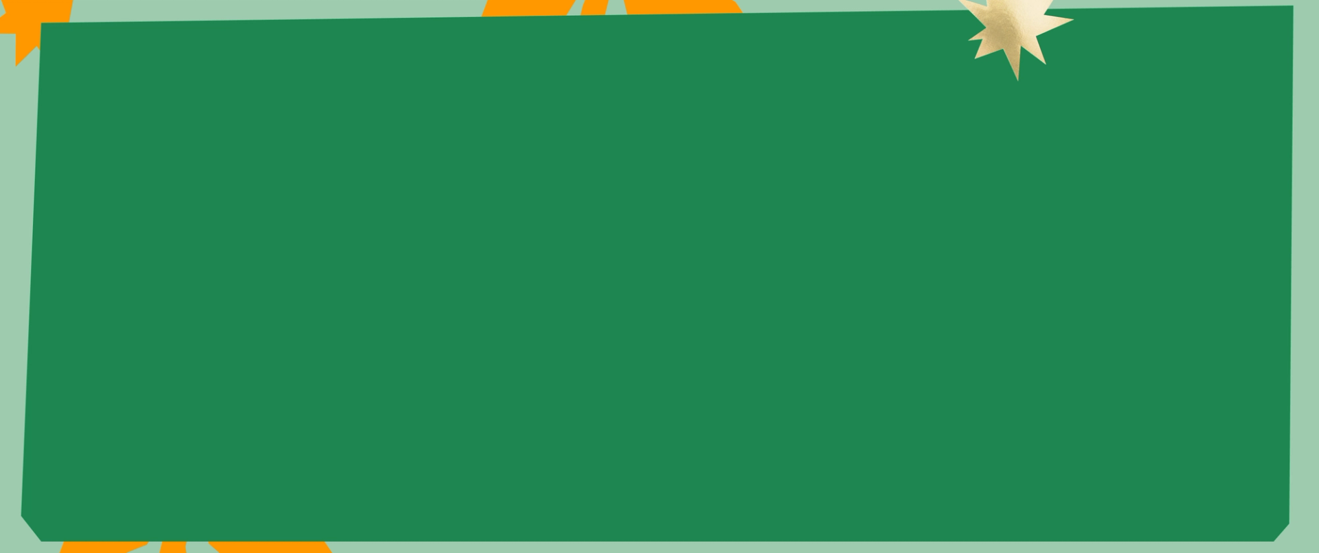 a dark green shape with a lighter green border and a gold spiral on the border