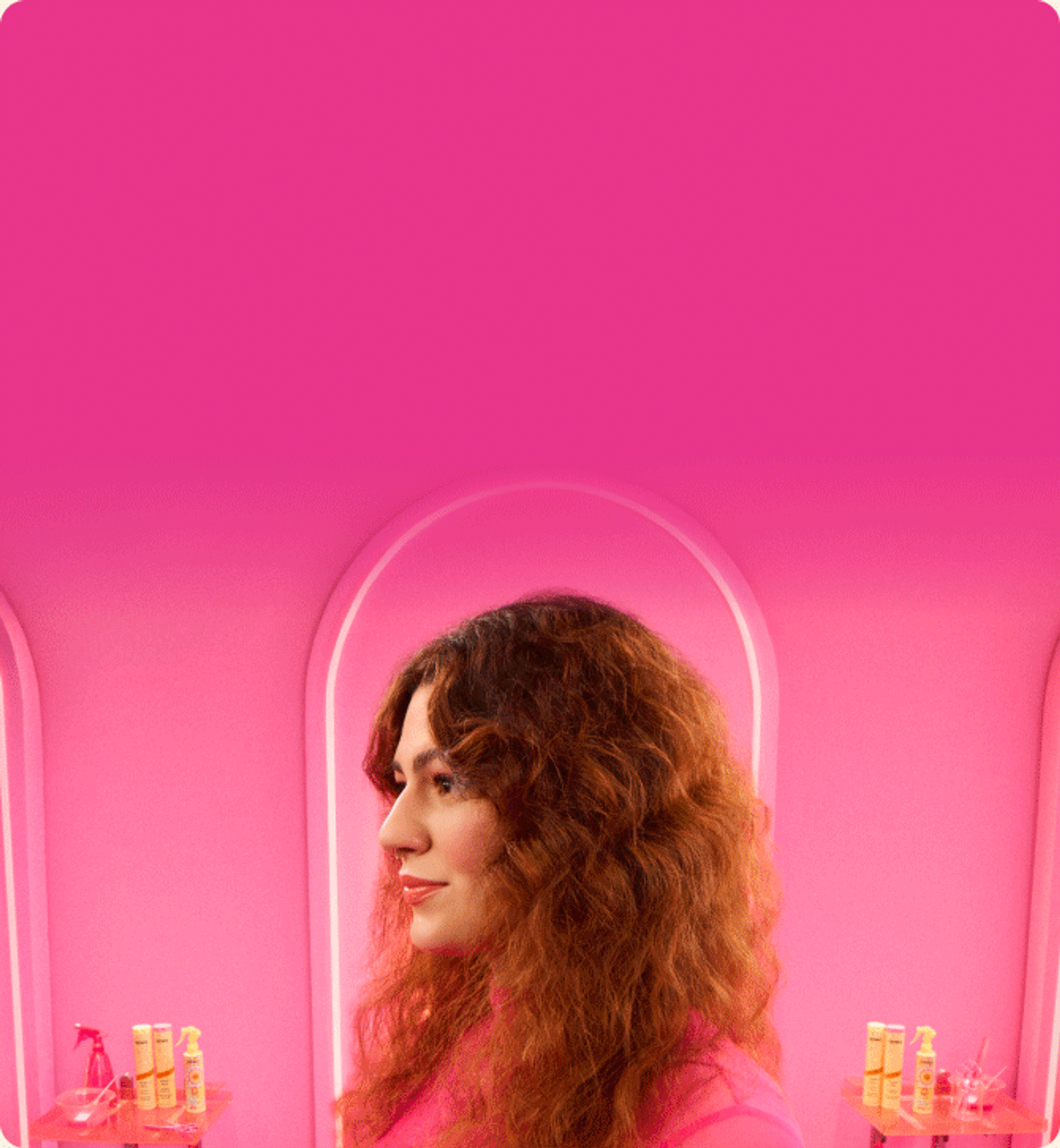 Gif of models before and after using the NEW frizz routine.