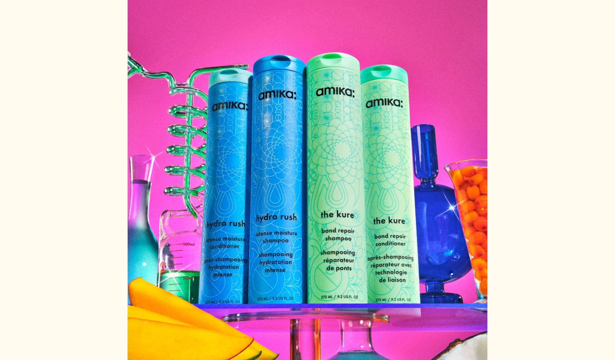 hydro rush intense moisture shampoo and conditioner and the kure bond repair shampoo and conditioner