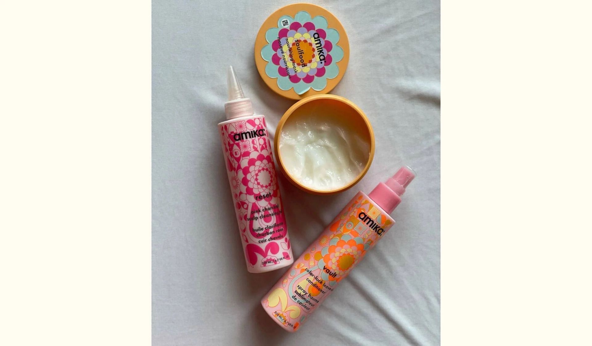 reset pink charcoal scalp cleansing oil, soulfood nourishing mask, vault color-lock leave-in conditioner