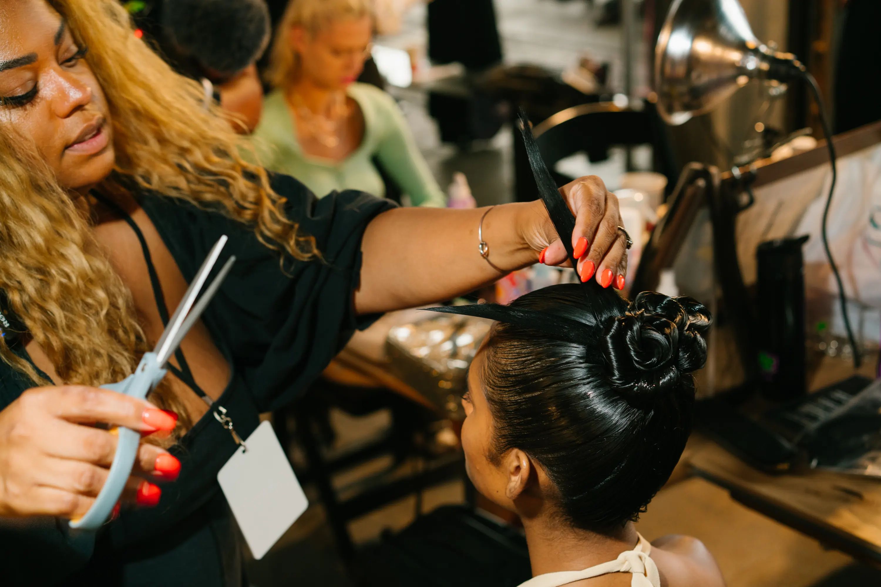 hair being styled at new york fashion week