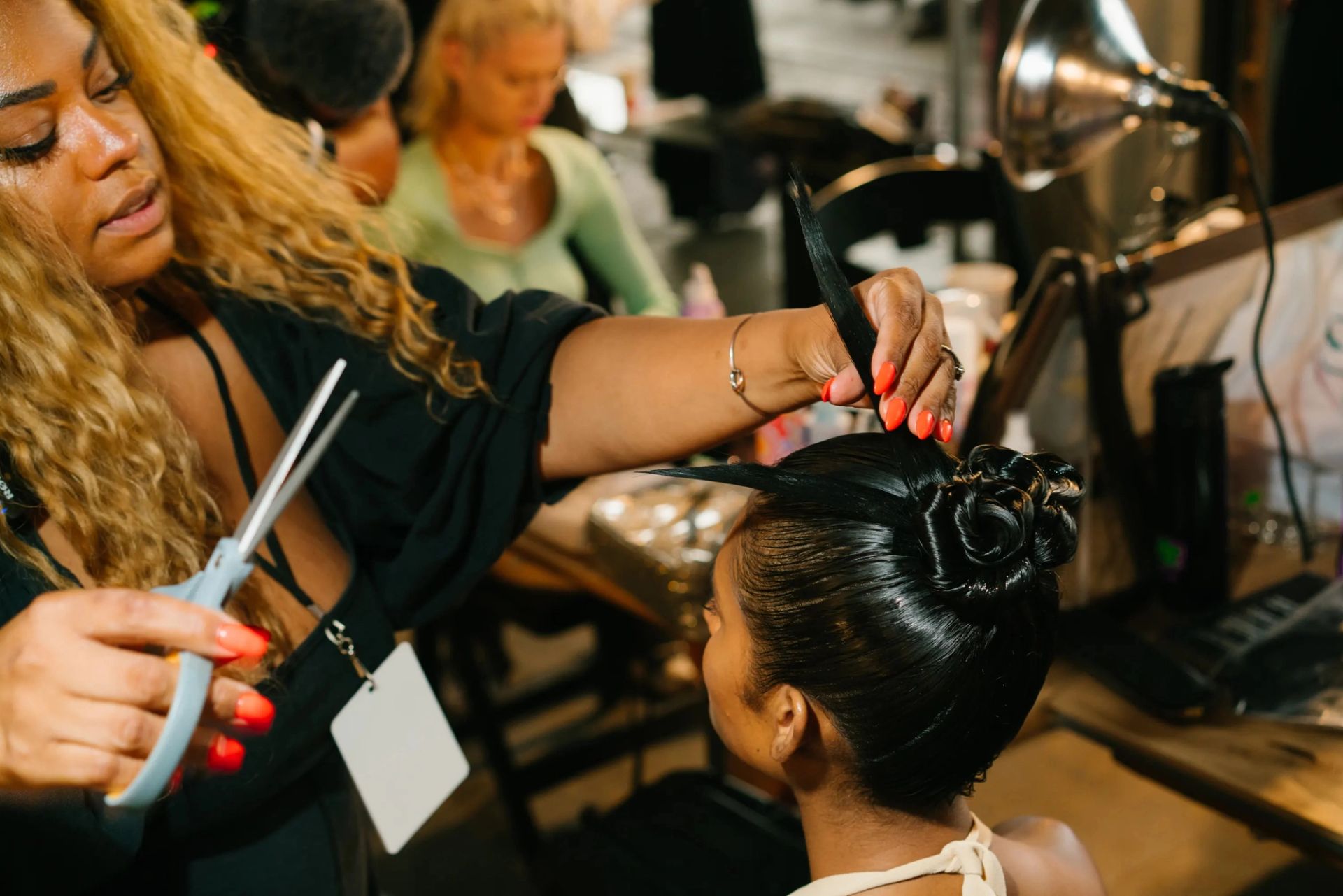hair being styled at new york fashion week