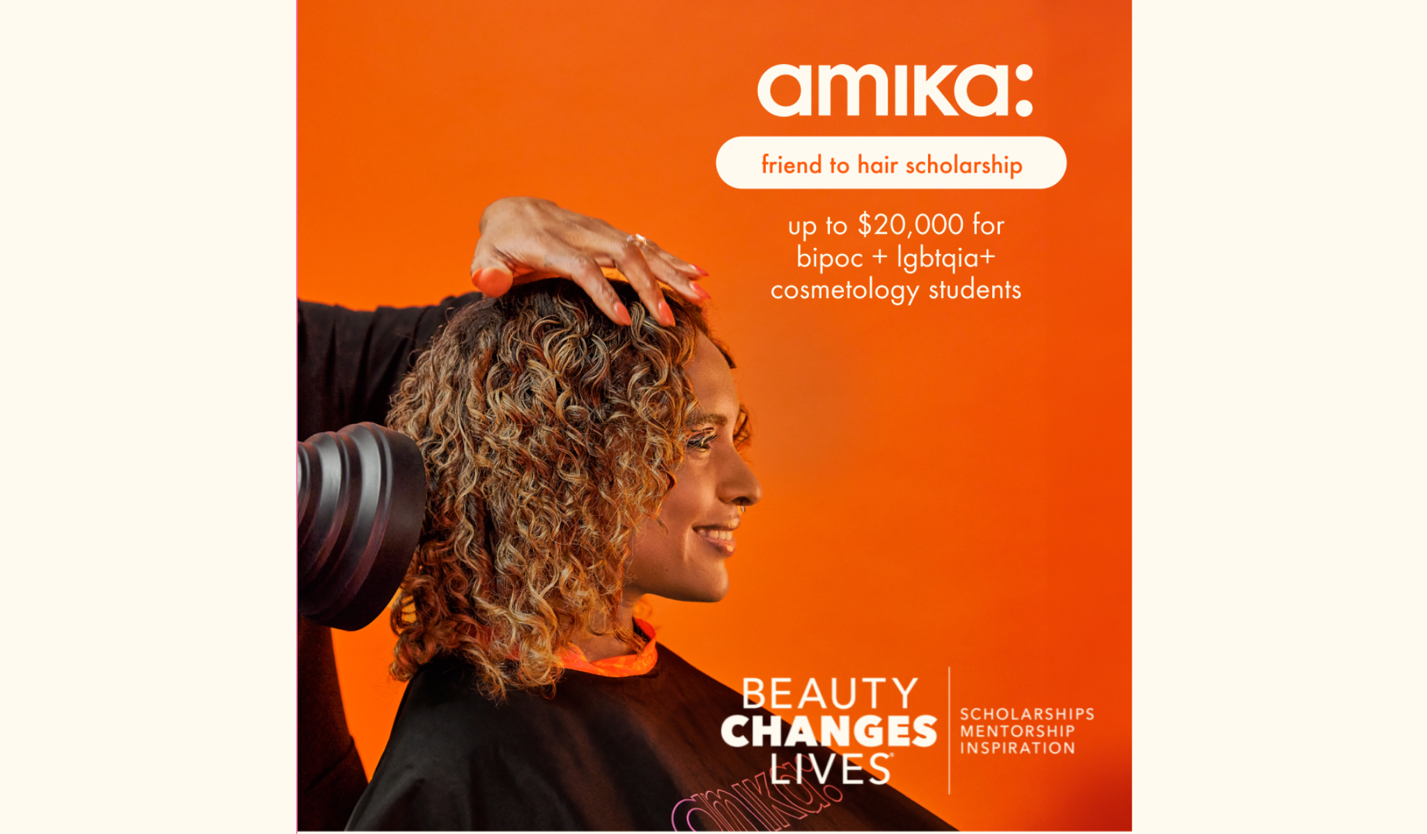 amika x beauty changes lives friend to hair scholarship