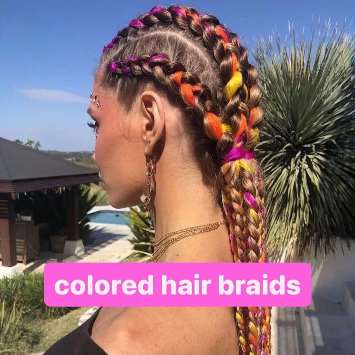 colored hair braids hairstyle