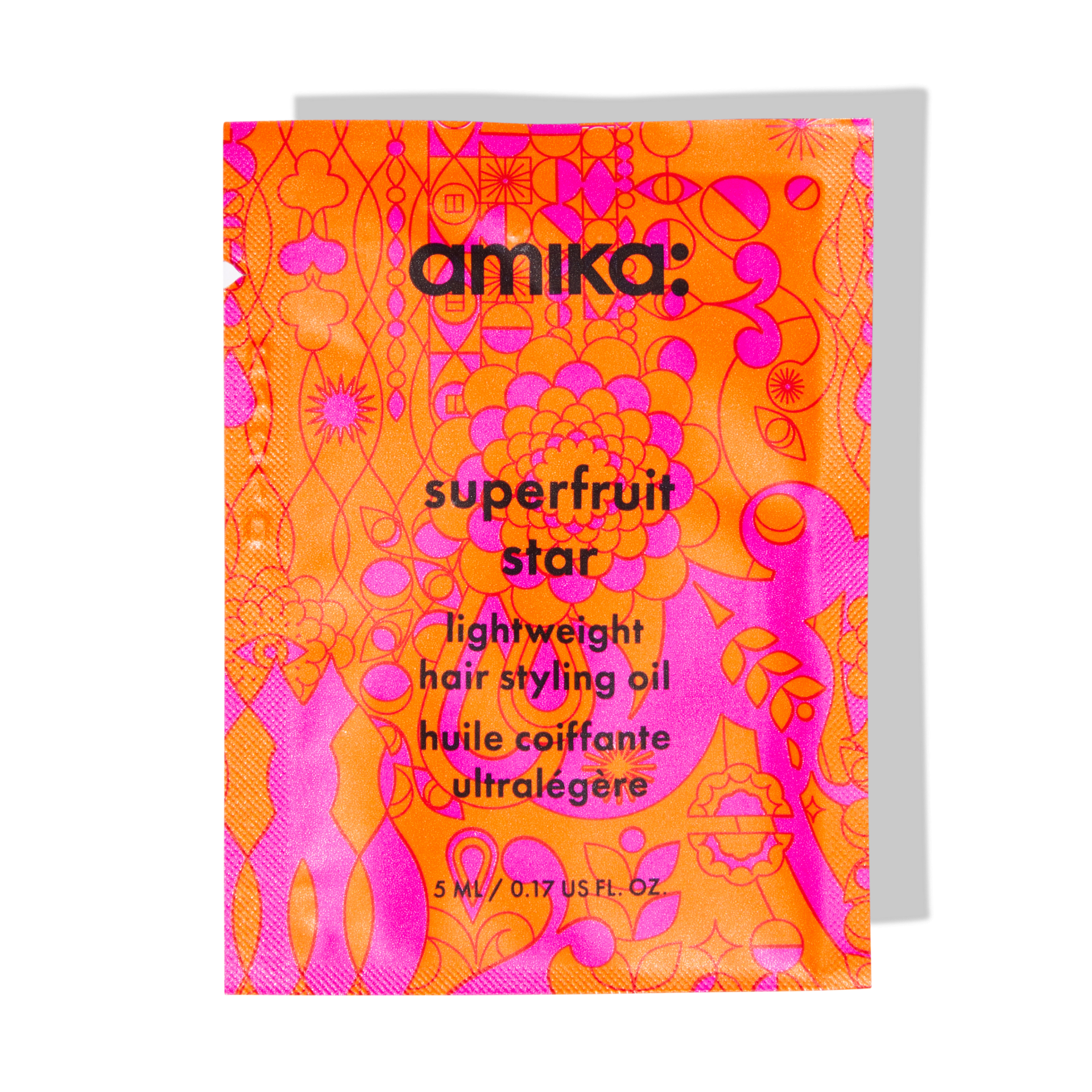sample sachet of amika superfruit star hair oil