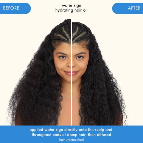 water sign hydrating hair oil before and after