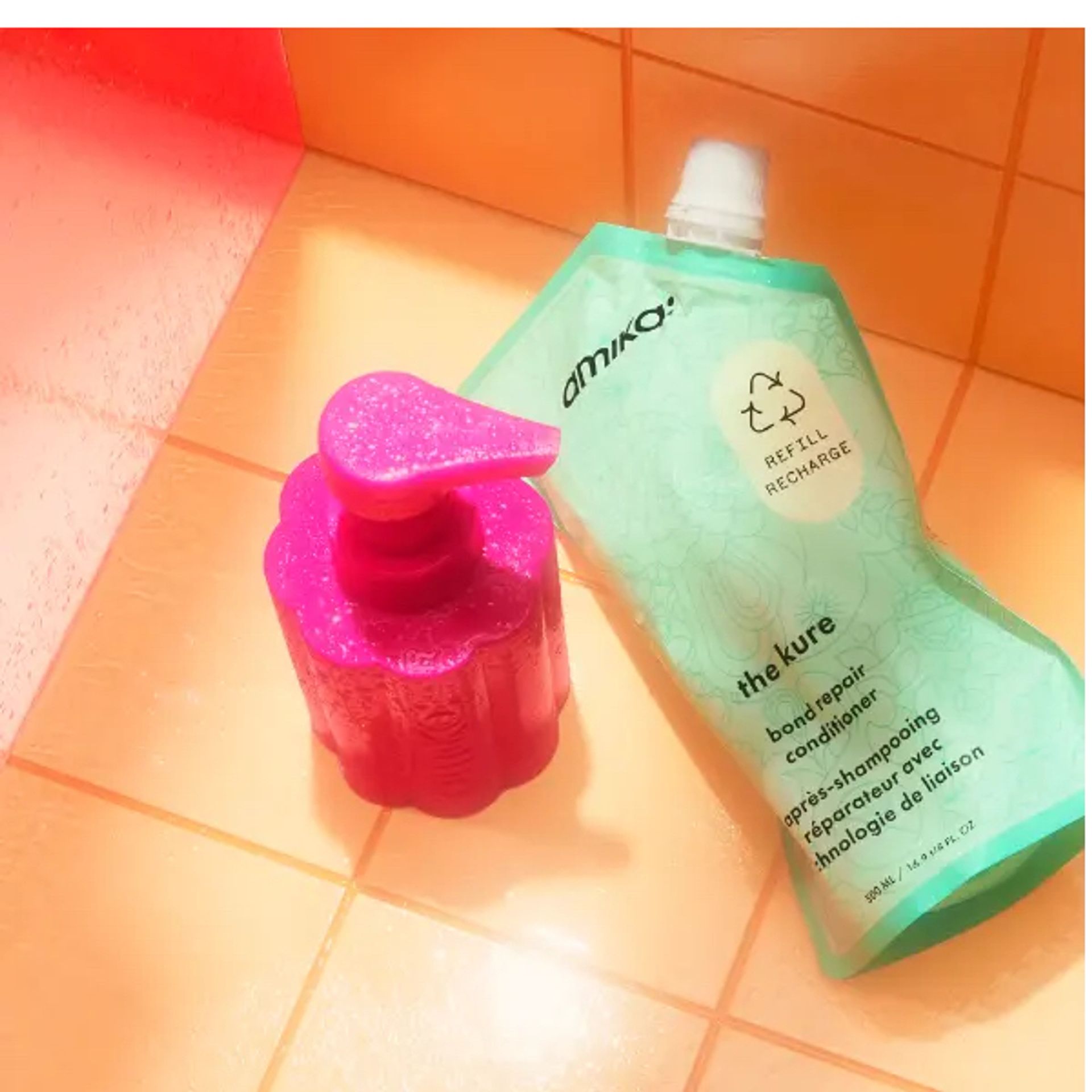 the kure bond repair conditioner refill pouch and forever friend bottle