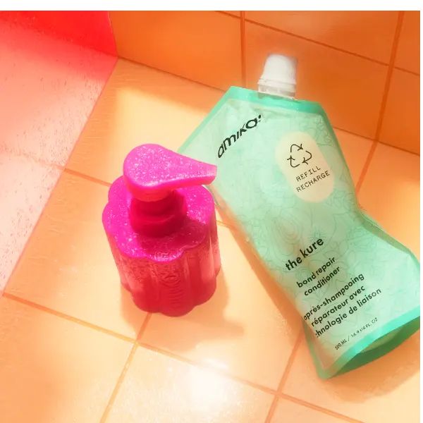 the kure bond repair conditioner refill pouch and forever friend bottle