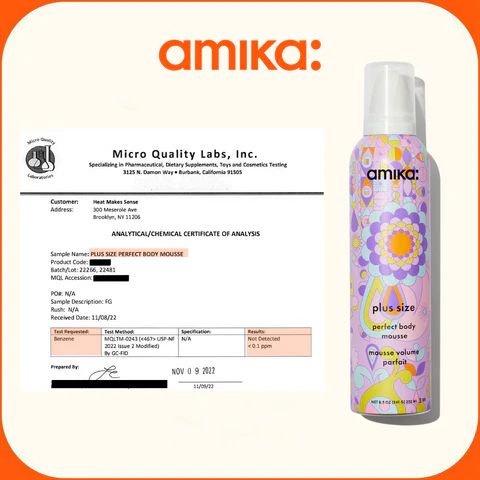 plus size perfect body mousse analytical/chemical certificate of analysis