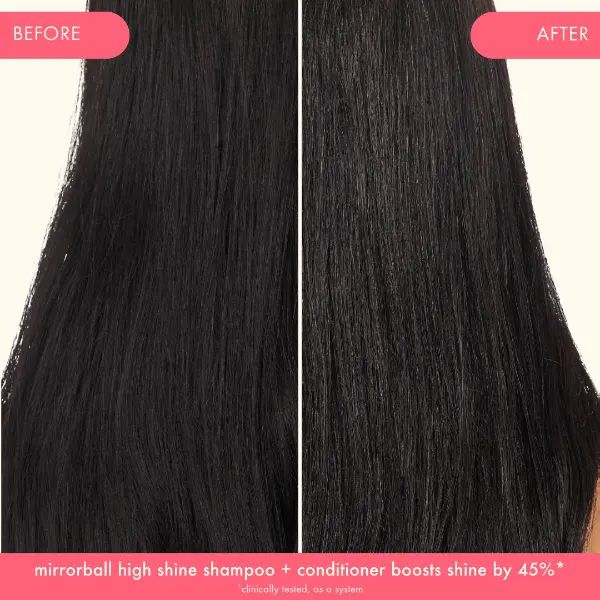 mirrorball high shine shampoo + conditioner before and after
