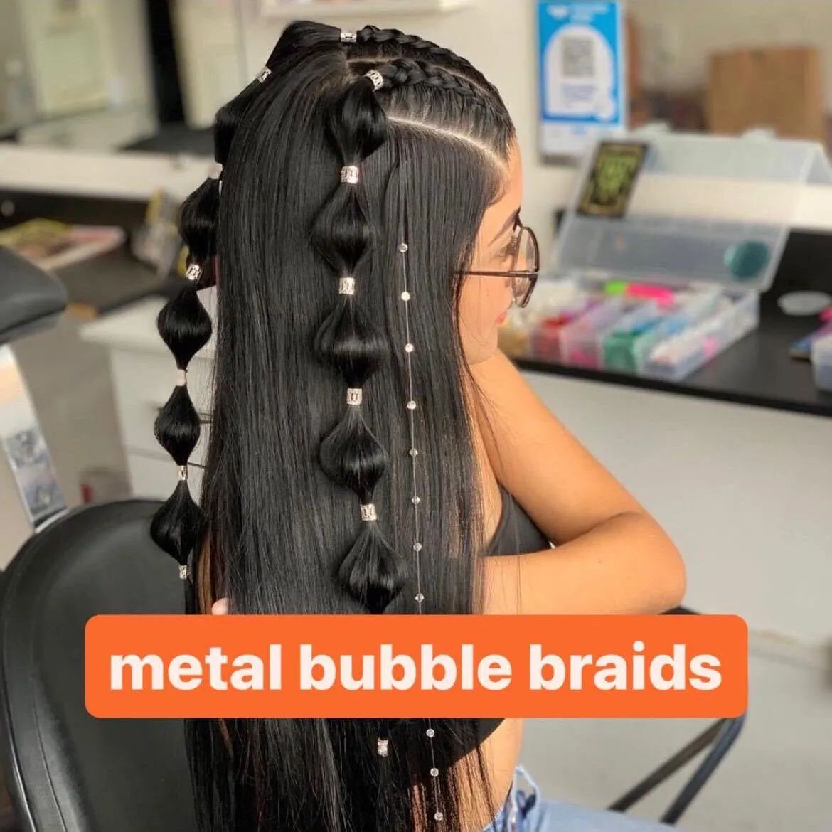 metal bubble braids hairstyle