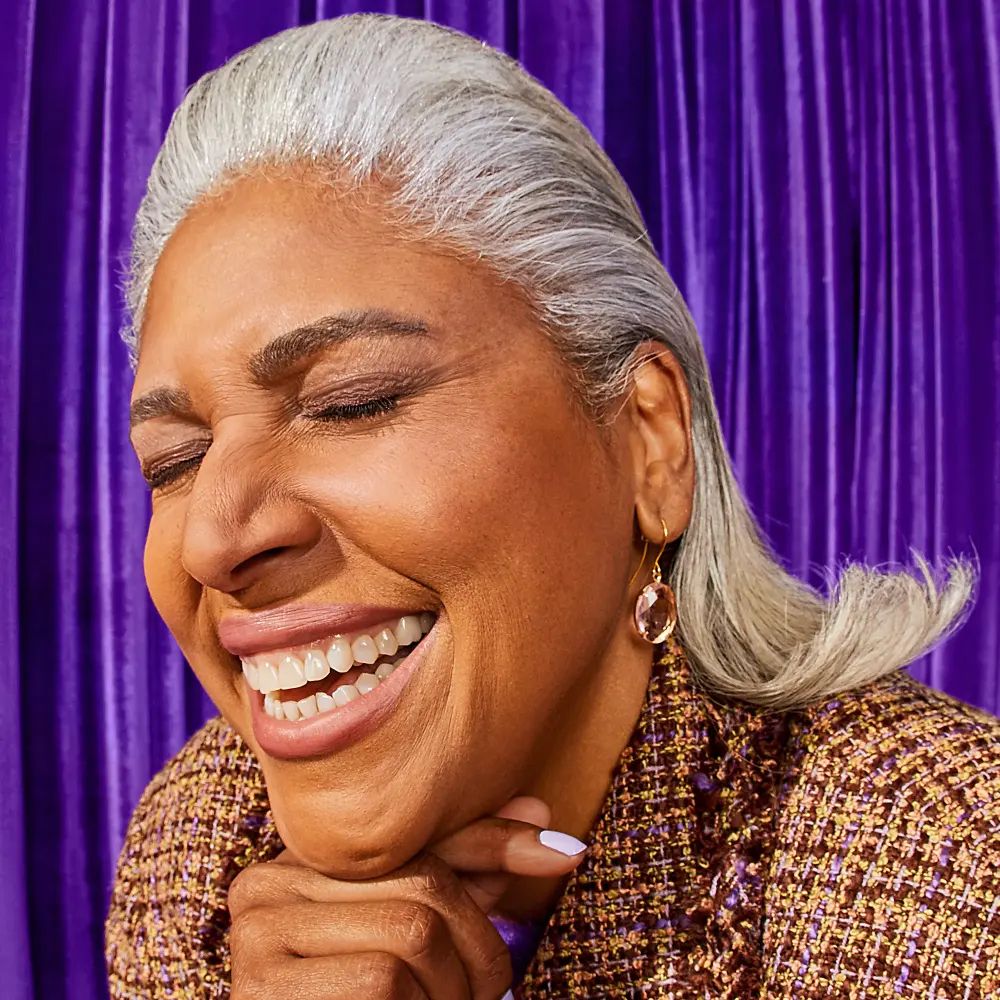 model with gray hair