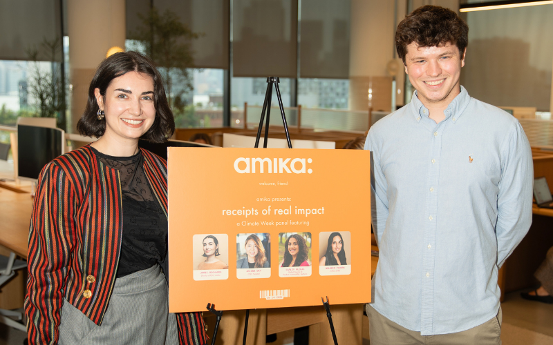Jamie Richards, Director of ESG, at amika's annual NYC climate week panel called Receipts of Real Impact