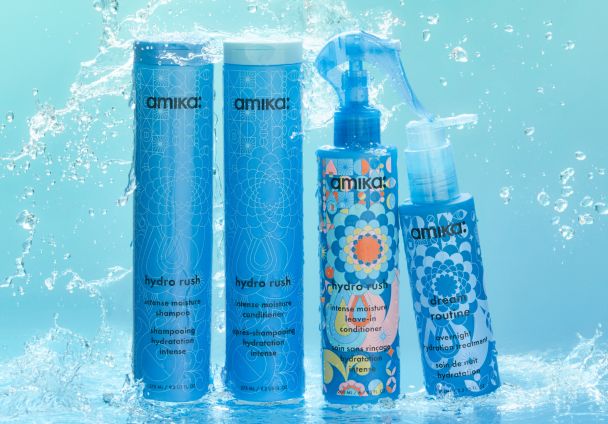 hydration collection product line being sprayed with water