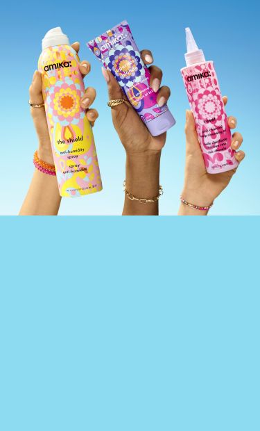 Image of hands holding the shield, supernova blonde, and reset cleansing oil