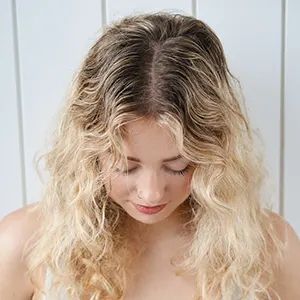 person showing pre-styled hair
