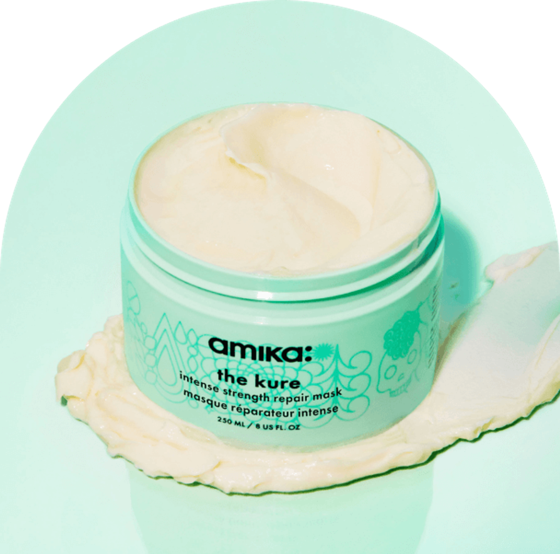amika the kure mask against a light green background