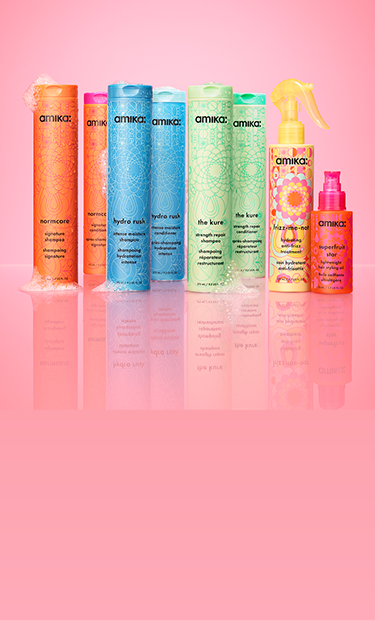 amika best-selling products against a pink backdrop