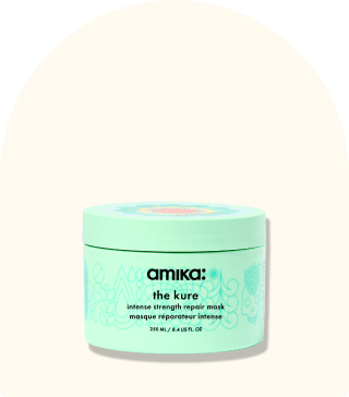 image of the kure intense strength repair mask 8 fl. oz. against a cream background.