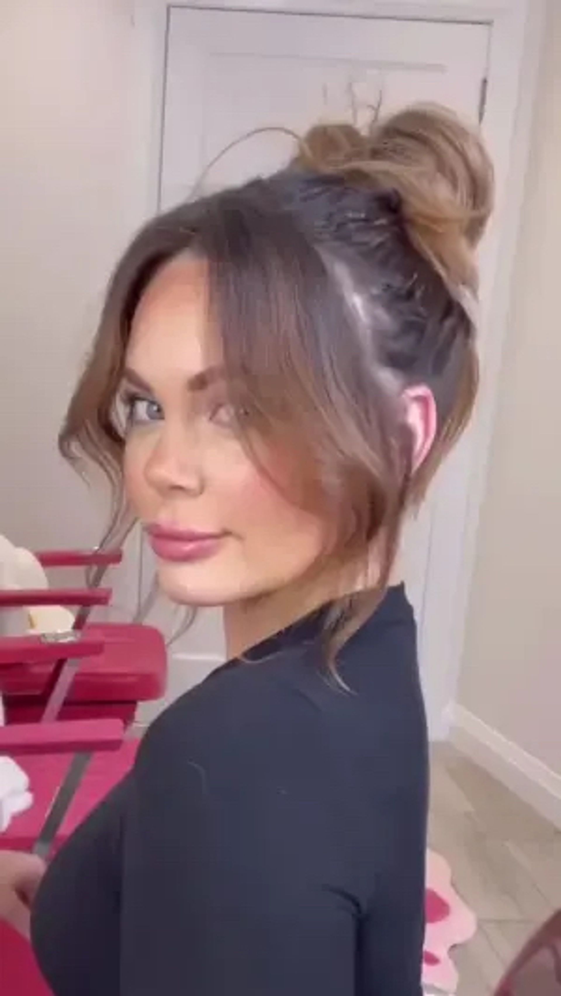 pamela anderson bun front view