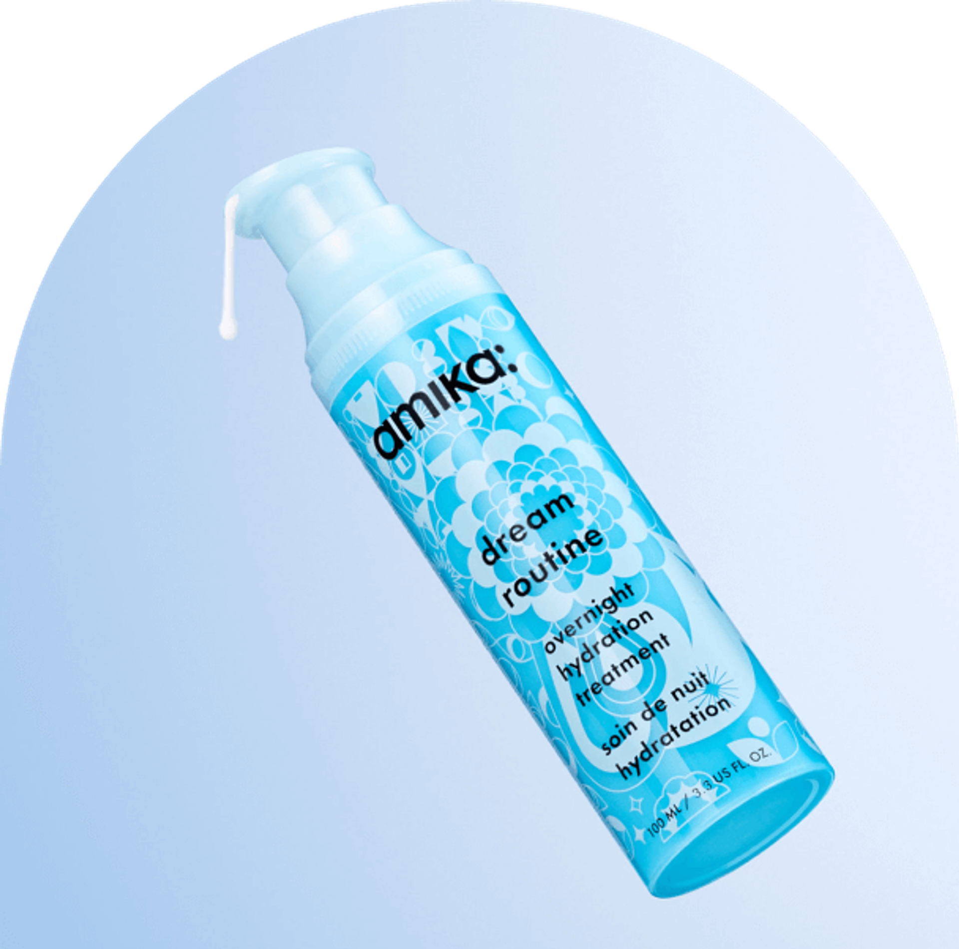 amika dream routine mask against a light blue background